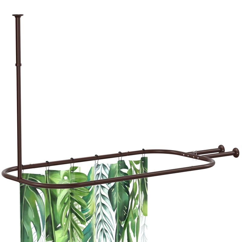 PrettyHome Shower Curtain Rod Hoop Square Shape Bathroom Heavy Duty No Rust Oval Shower Rod 58.3"x24" for Clawfoot Tub,for Free Standing Tubs Bronze - Image 2